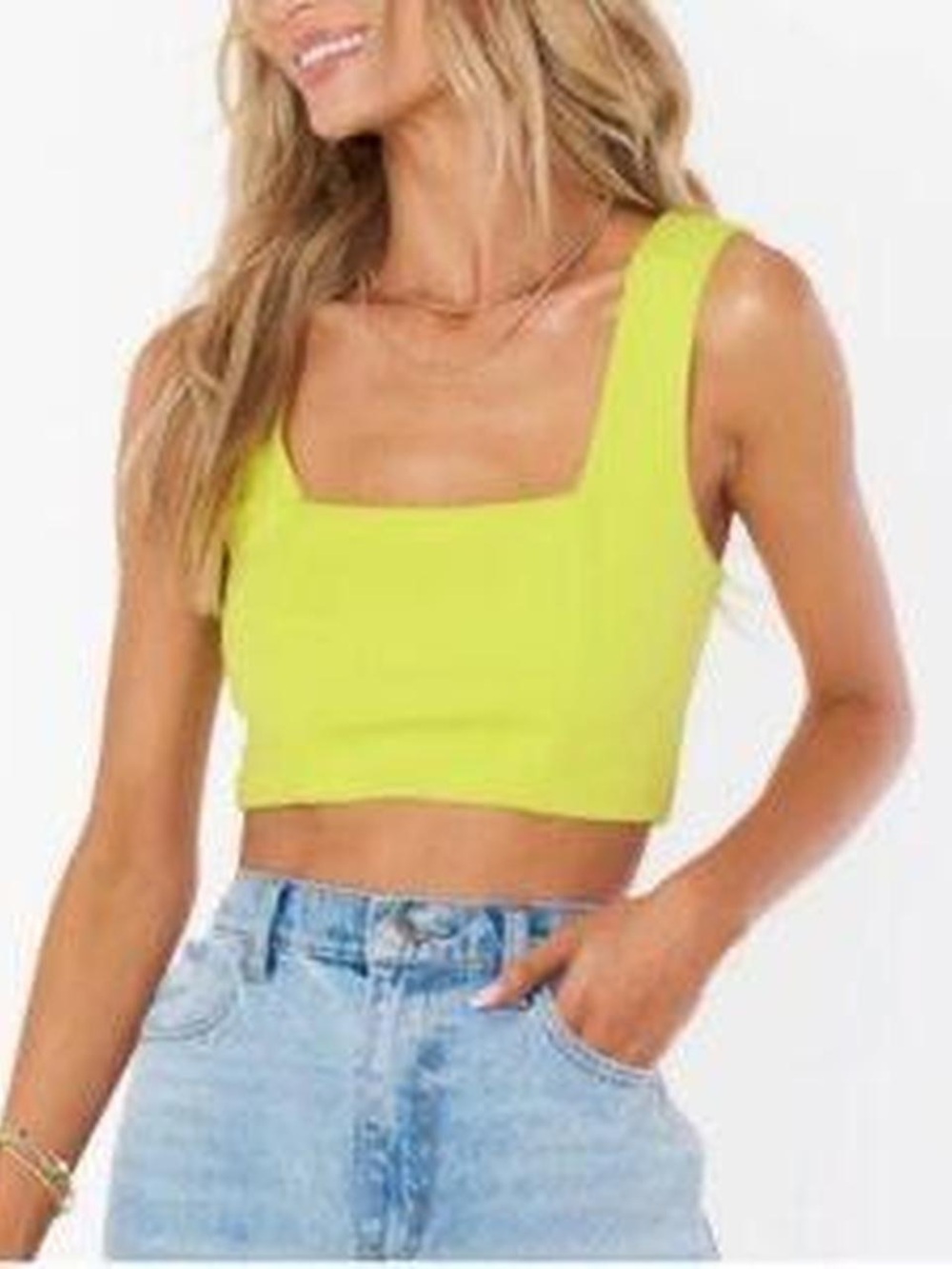Show Me Your Mumu Ansley Citrine Stretch Yellow Crop Top Women's X-Small XS